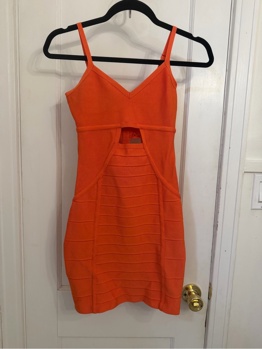 Bebe Hot Coral Bandage Dress SOHZU1019500 Cutout Bodycon Mini Y2K